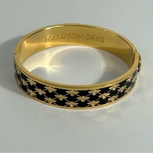 Halcyon Days Bee Sparkle Trellis 18K Gold-Plated Hinged Bangle